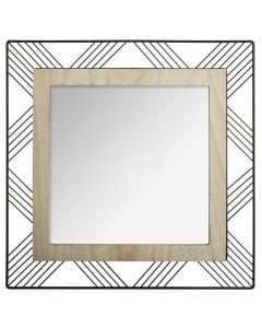 Decorative mirror, Joe, metal/mdf, brown/black, 45x45 cm