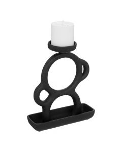 Candle holder, Olme, ceramic, black, 21x7.5xH26.5 cm