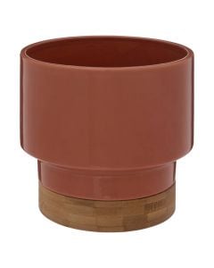 Decorative vase, ceramic/bamboo, terracotta, Ø15xH16 cm