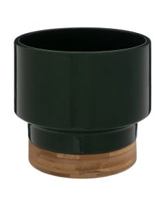 Decorative vase, ceramic/bamboo, black, Ø15xH16 cm