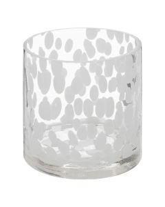 Candle holder, glass, white,  Ø10xH10 cm