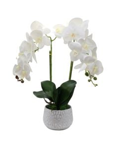 Lule artificiale, në vazo, plastike, e bardhë, 21x50 cm