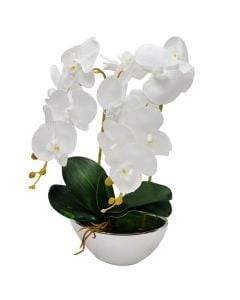 Lule artificiale, në vazo, plastike, e bardhë, 21x42 cm
