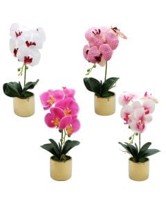 Lule artificiale, në vazo, plastike, lejla/floriri, 10x38 cm