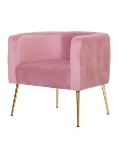 Kolltuk, Dynamic, tapiceri tekstili, këmbë metalike, rozë/floriri, 65x60xH70 cm