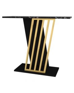 Console table, Gravity, melamine, black/golden, 90x29xH76 cm