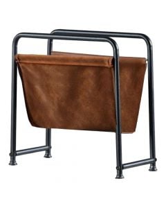 Magazine holder, Tubihome, metal structure, textile upholstery, brown/black, 17x40xH42 cm