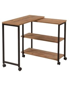 Side table, Melin, metal structure, melamine tabletop, black/brown, 76x70xH66 cm