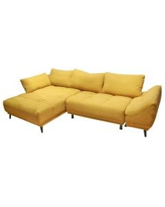 Corner sofa, left, Allegra, textile upholstery, mustard, 270x169 cm