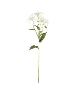 Lule artificiale, Lily, plastike, e bardhë, 63 cm