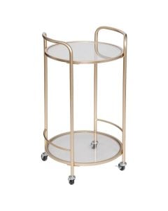 Side table, Thalia, metal/glass, golden, 40xH75 cm