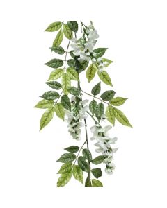 Artificial flower, Wisteria Garland, plastic, green/white, 27xH156 cm