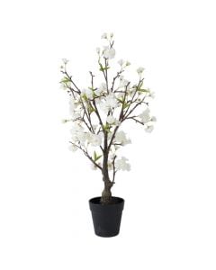 Artificial tree, in pot, Cherry blossom, plastic, white, Ø35xH80 cm