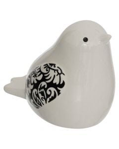 Decorative object, Bird, M, ceramic, white/black, 13x10xH22 cm