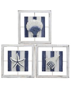 Objekt dekorues, druri, e bardhë/blu, 31.5x3.2xH31.5 cm