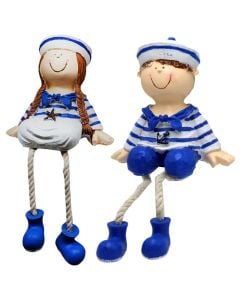 Decorative object, Sailor, resin, white/blue, 15.5x9xH32 cm