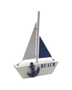 Objekt dekorues, Varkë, druri, e bardhë/blu, 17x4xH23 cm