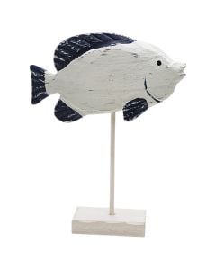 Decorative object, Fish, wooden, white/blue, 22x5.8xH28 cm