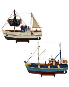 Objekt dekorues, Varkë, druri, e bardhë, 46x14xH40 cm