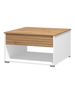 Middle table, Taranto, with opening, melamine, oak/white, 80x80xH45 cm