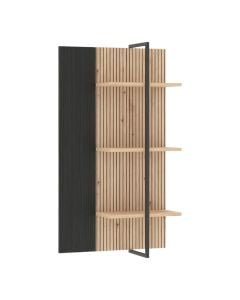 Display shelf, Correze, melamine, oak/black, 57.5x22xH104 cm