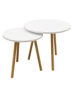 Tavolinë mesi ''Ester'', mdf, e bardhë/natyrale, 50x50xH49 cm; 39x39xH40 cm