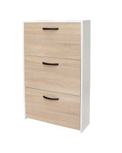 Shoe cabinet, melamine, white/sonoma, 60x25xH105 cm