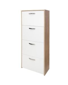 Shoe cabinet, melamine, sonoma/white, 60x25xH135 cm