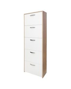 Shoe cabinet, melamine, sonoma/white, 60x25xH165 cm