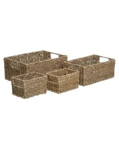 Organization box set ''Basketry'' in brown Reed material, 4 pieces.