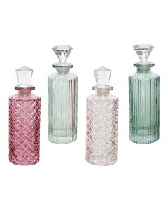 Decorative bottle, Diamante, glass, assorted, Ø5.1xH17 cm