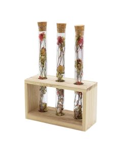 Decorative vase, glass/wooden, natural, 15x6xH22 cm