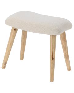 Stol, dru, stof, e bardhë, dru natyral, H38 x W40 x D28 cm