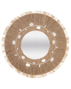 Pasqyrë dekorative, qelq, bezhë, ø40 cm