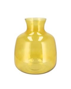 Vazo dekorative, qelq, e verdhë, 16x16xH19 cm