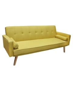 Sofa, 3-seater, textile upholestry, metal feet, bed opsion, yellow, 178x75/92xH73 cm