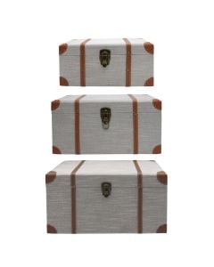 Decorative trunk, beige/ brown, (56x34xH32 cm)x(48x28xH25 cm)x(40x22xH19 cm)