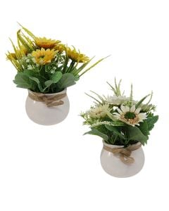 Artificial flower, in pot, plastic, white