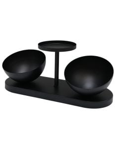 Decorative object, stand, metal/wood, black, 28xH10 cm