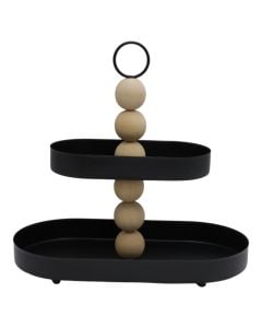 Decorative object, stand, metal/wood, black, 30x15xH27 cm