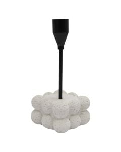 Candle holder, metallic/resine, gold+e white, 7xH20 cm