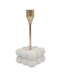 Mbajtëse qiriri, metalike/rezinë, floriri/e bardhë, 7xH17 cm