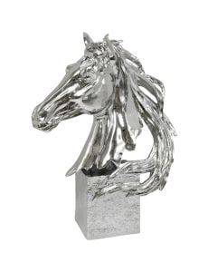 Decorative object, Horse, resin, silver, 30xH41 cm