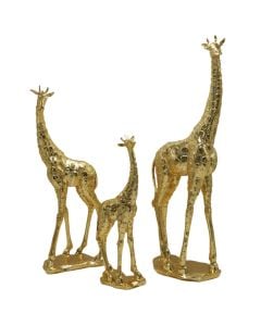 Objekt dekorues, Giraffe, metalike, floriri, 19×H58 cm/16×H45 cm/11×H34 cm