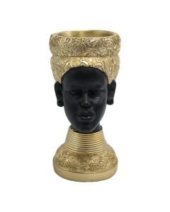 Decorative vase, resine, gold/black, 13x18.5xH26.5 cm