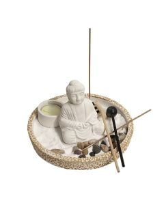 Statujë dekorative, BUDDHA, rezinë, e bardhë, 17×17xH10 cm