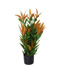 Artificial flower, plastic, green/orange, 80 cm