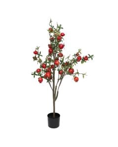 Artificial tree, Pomegranate, plastic, green/red, 1.2 m