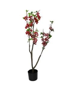 Artificial tree, Pomegrate, plastic, green/red, 100 cm