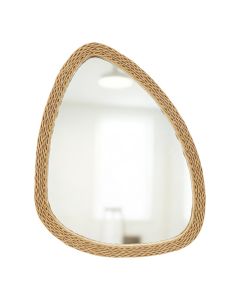 Pasqyrë dekorative, kashtë/xham, natyrale, 78xH62 cm